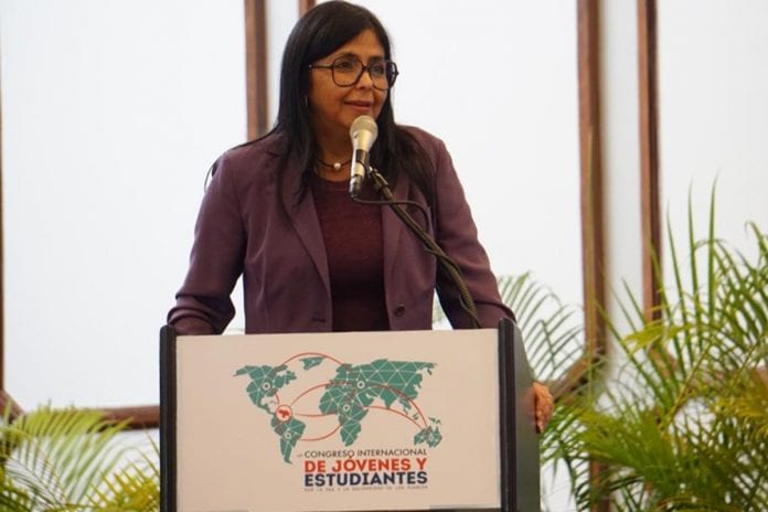 Delcy Rodríguez habló sobre la represión en Colombia